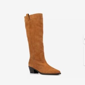 NWOB Vintage Foundry Amanda Boot Color Cognac western  leather suede tall size9